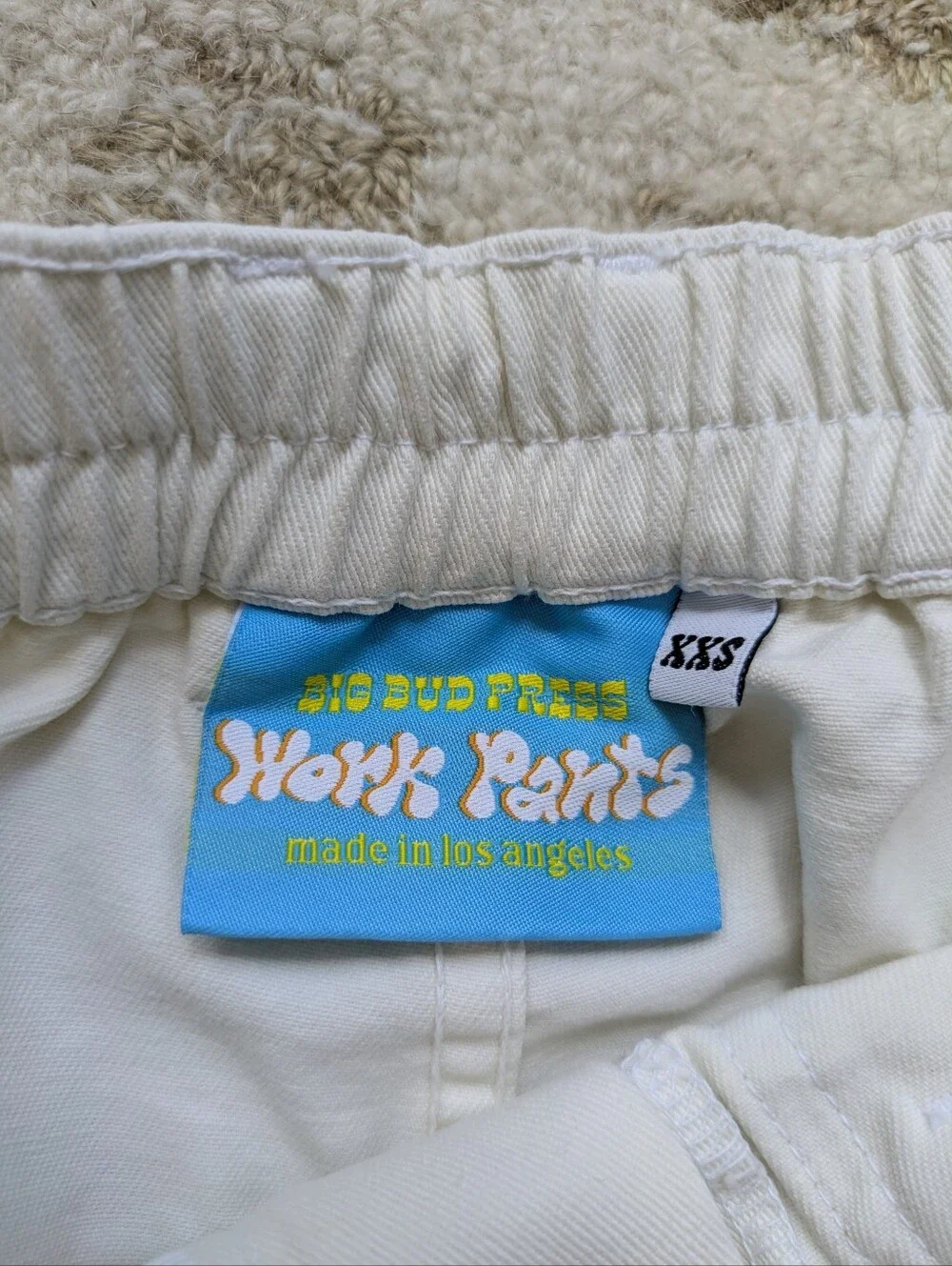 Big Bud Press Work Pants In White Cream Size XXS Elastic Waist
